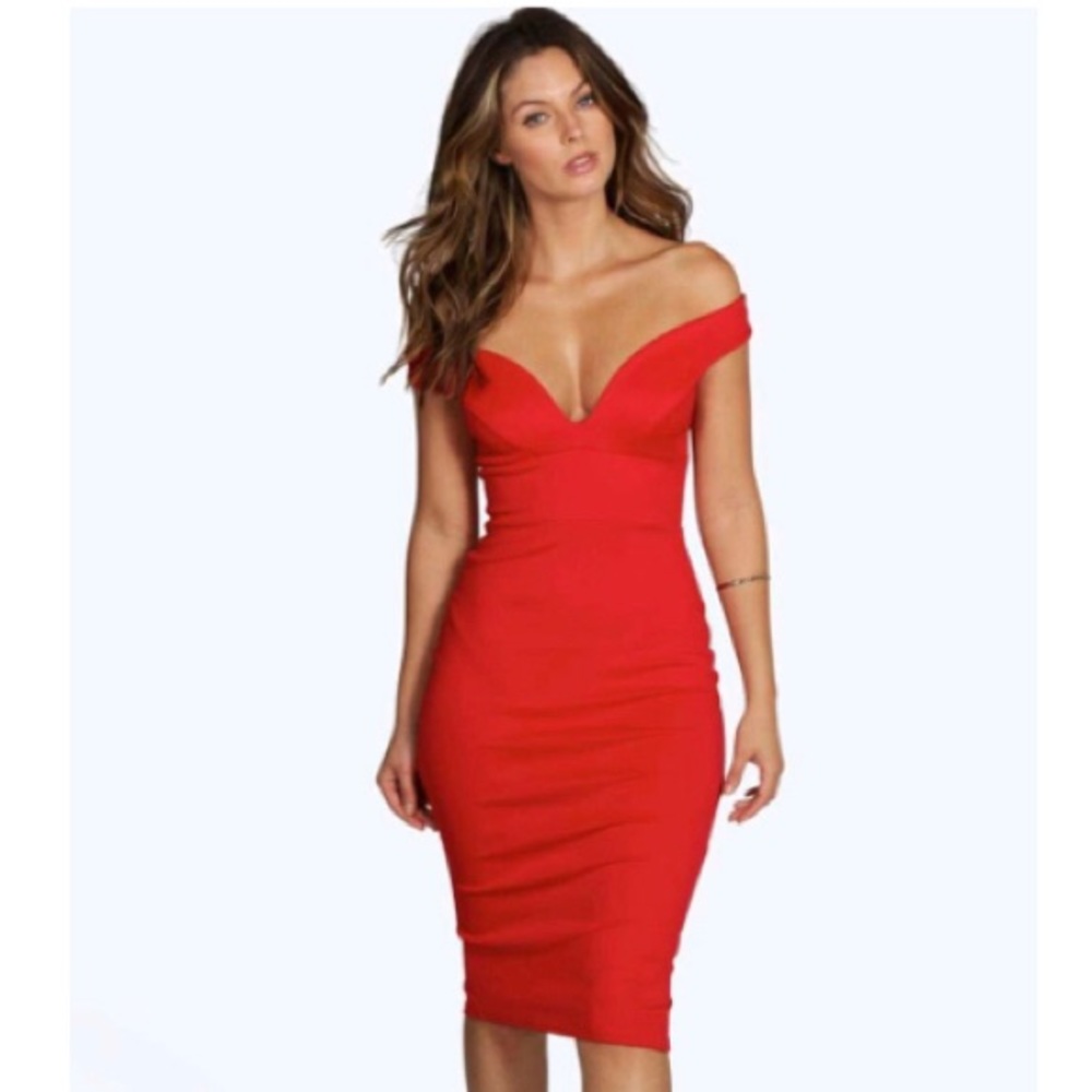 Boohoo Sweetheart Off Shoulder BodyCon Dress